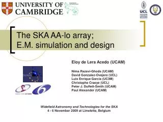 The SKA AA-lo array; E.M. simulation and design