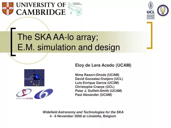 the ska aa lo array e m simulation and design