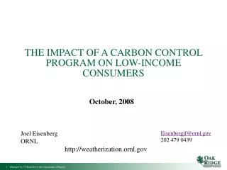 THE IMPACT OF A CARBON CONTROL PROGRAM ON LOW-INCOME CONSUMERS