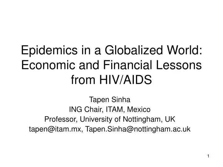 epidemics in a globalized world economic and financial lessons from hiv aids