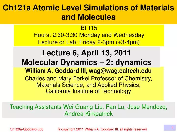 ch121a atomic level simulations of materials and molecules