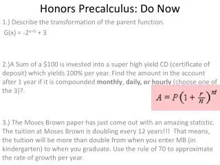 Honors Precalculus : Do Now