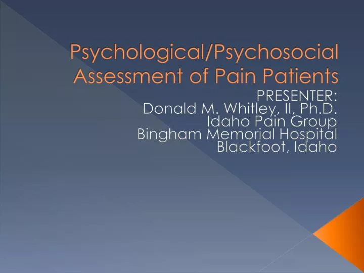 psychological psychosocial assessment of pain patients
