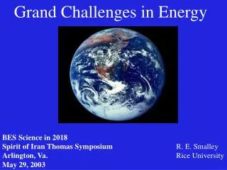 Grand Challenges in Energy