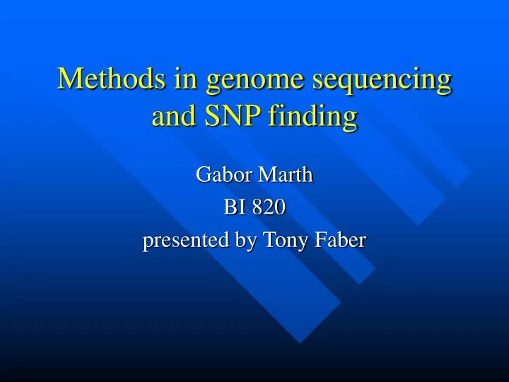 methods in genome sequencing and snp finding