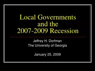 Local Governments and the 2007-2009 Recession