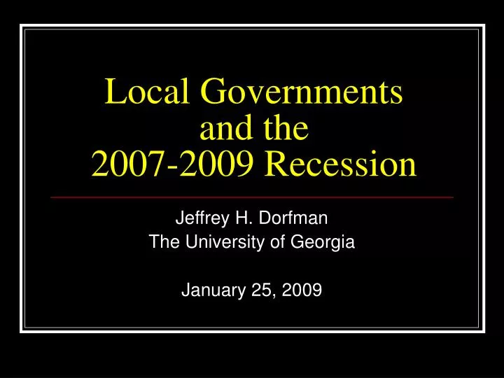 local governments and the 2007 2009 recession