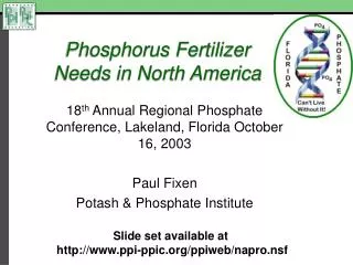 Phosphorus Fertilizer Needs in North America