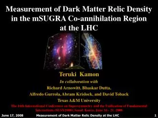 Measurement of Dark Matter Relic Density in the mSUGRA Co-annihilation Region at the LHC