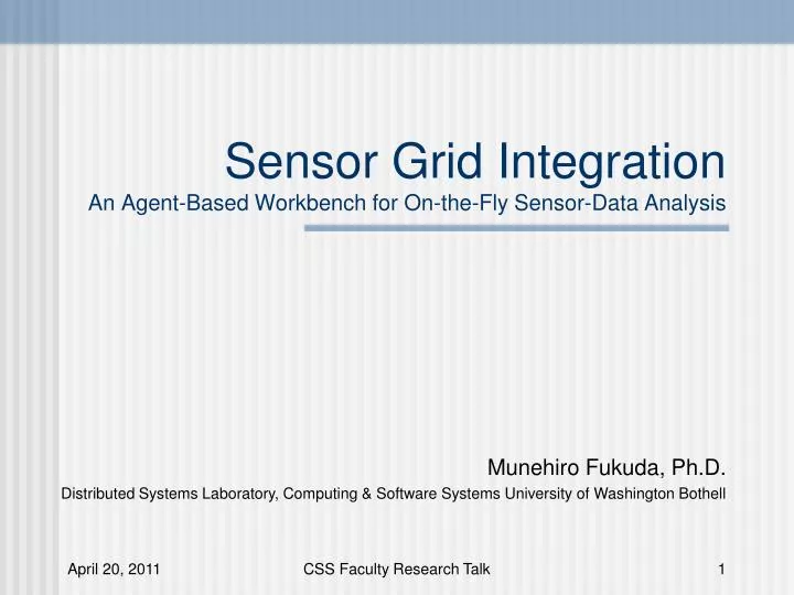 sensor grid integration an agent based workbench for on the fly sensor data analysis