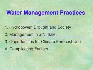 Water Management Practices