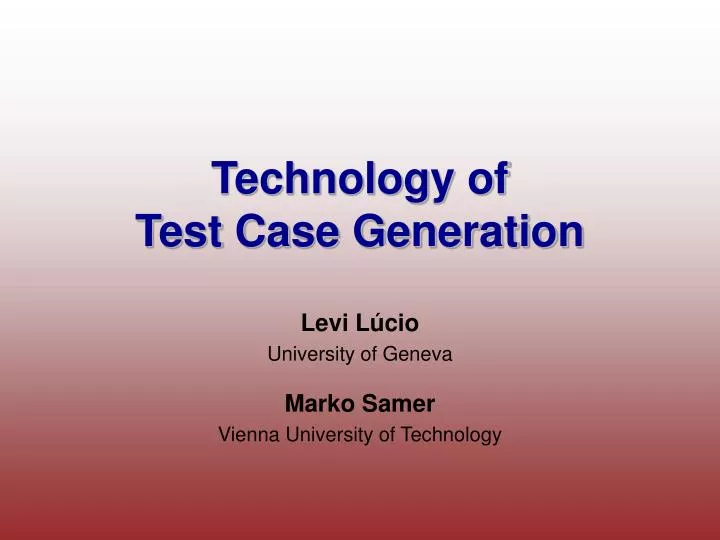 technology of test case generation