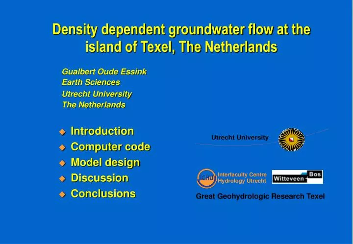 density dependent groundwater flow at the island of texel the netherlands