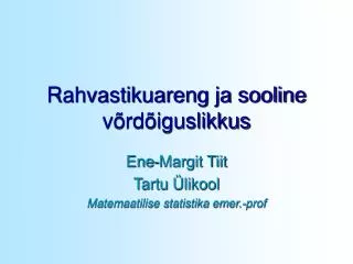 rahvastikuareng ja sooline v rd iguslikkus