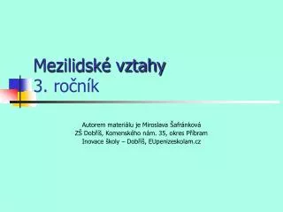 mezilidsk vztahy 3 ro n k