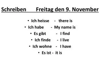 schreiben freitag den 9 november