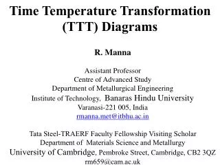 Time Temperature Transformation (TTT) Diagrams