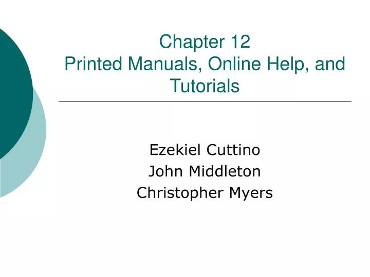chapter 12 printed manuals online help and tutorials