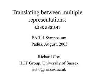 Translating between multiple representations: discussion