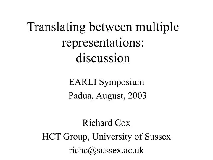 translating between multiple representations discussion