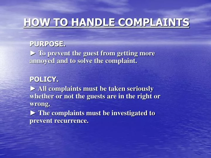 how to handle complaints