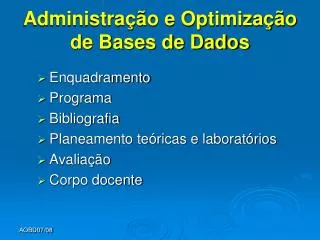 administra o e optimiza o de bases de dados