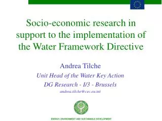 Socio-economic research in support to the implementation of the Water Framework Directive