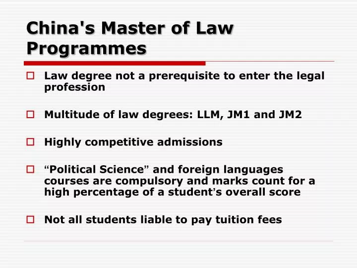 china s master of law program me s