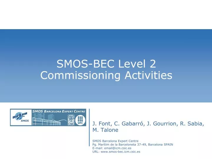 smos bec level 2 commissioning activities
