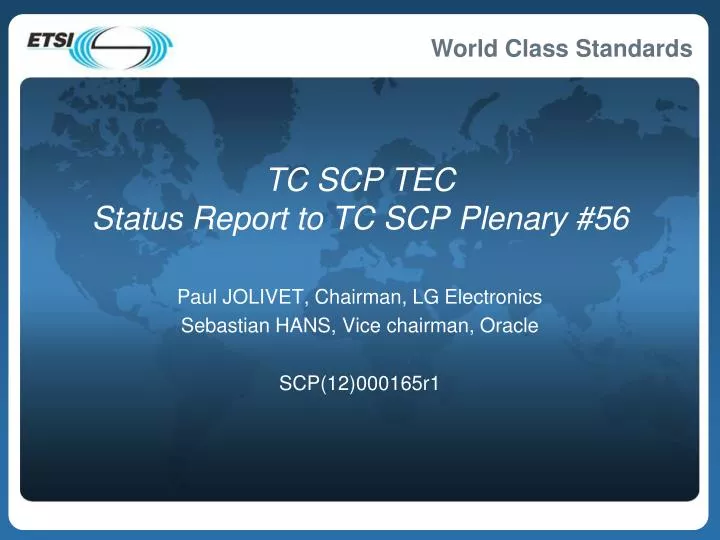 tc scp tec status report to tc scp plenary 56