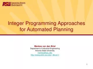 Integer Programming Approaches for Automated Planning