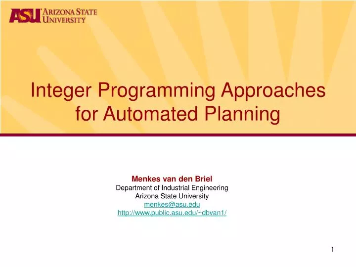 integer programming approaches for automated planning