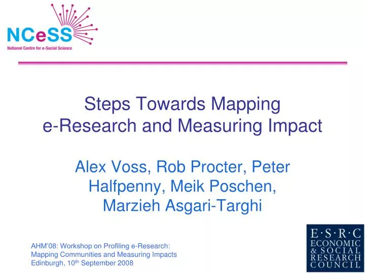 steps towards mapping e research and measuring impact