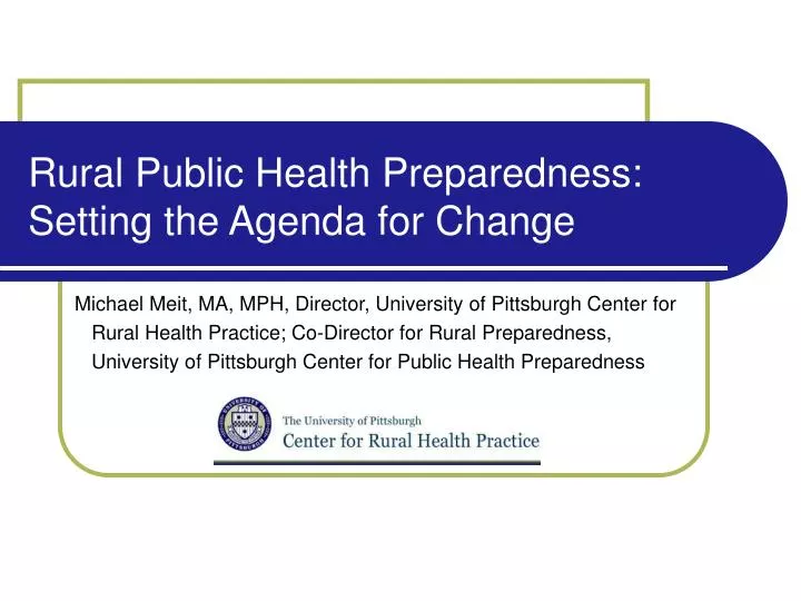 rural public health preparedness setting the agenda for change