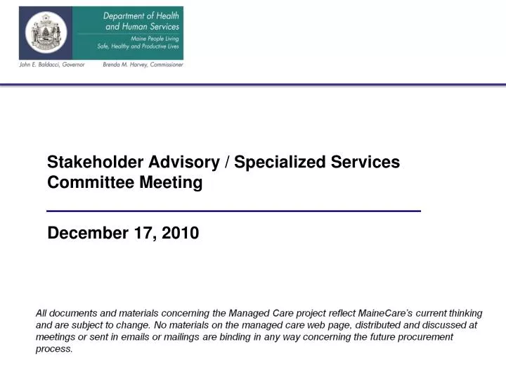 stakeholder advisory specialized services committee meeting