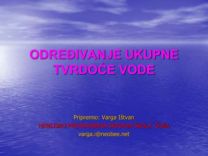 odre ivanje ukupne tvrdo e vode