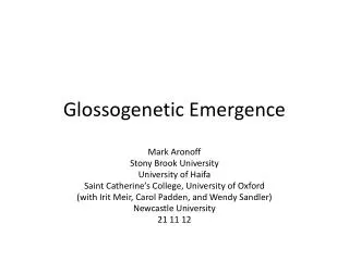 Glossogenetic Emergence