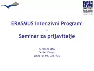 erasmus intenzivni programi seminar za prijavitelje