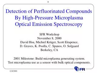 Detection of Perfluorinated Compounds By High-Pressure Microplasma Optical Emission Spectroscopy