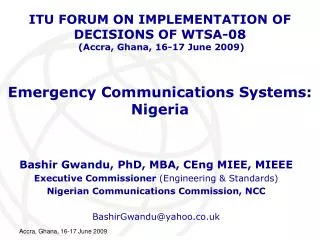 Emergency Communications Systems: Nigeria