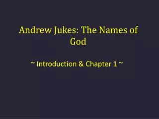 Andrew Jukes: The Names of God