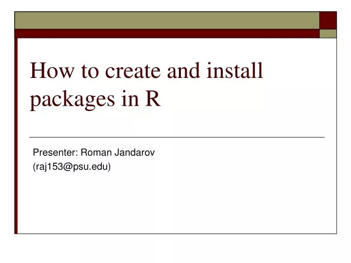 how to create and install packages in r