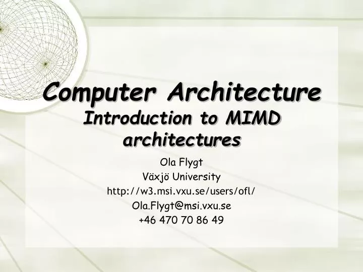 computer architecture introduction to mimd architectures