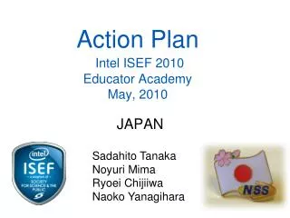 Action Plan Intel ISEF 2010 Educator Academy May, 2010
