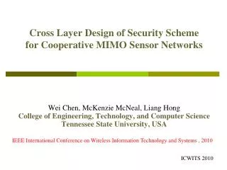 Cross Layer Design of Security Scheme for Cooperative MIMO Sensor Networks