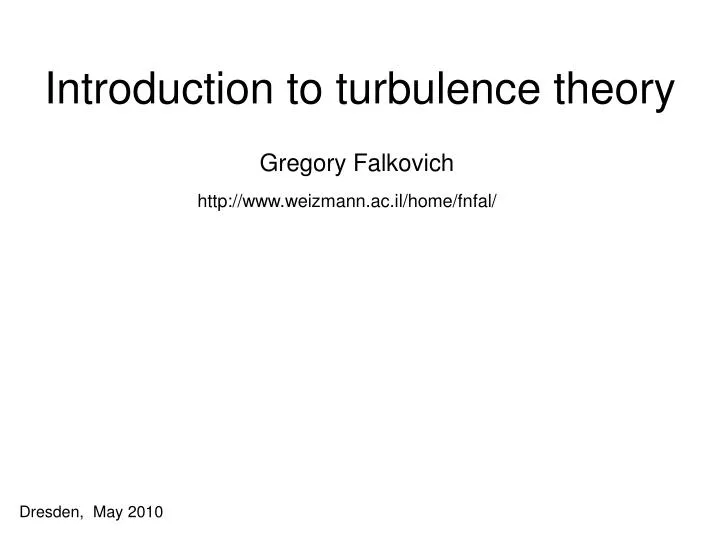 introduction to turbulence theory