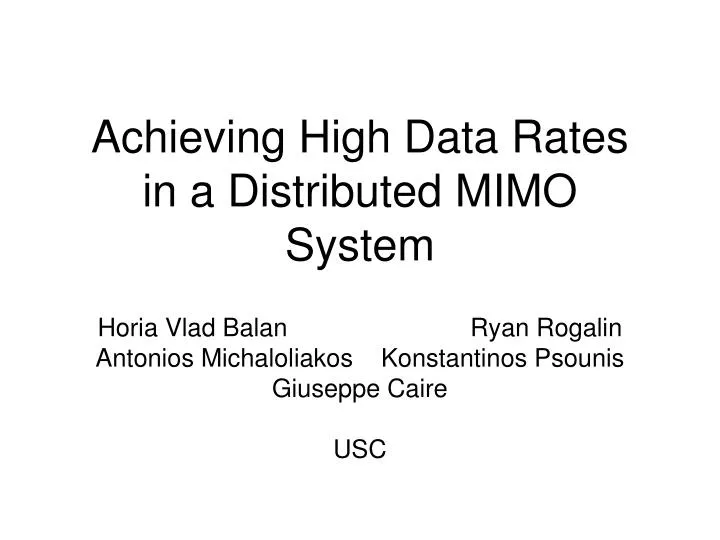 achieving high data rates in a distributed mimo system