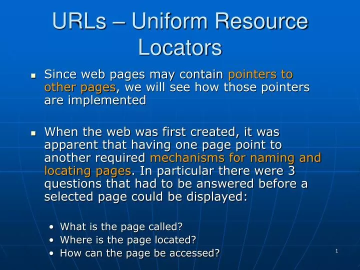urls uniform resource locators