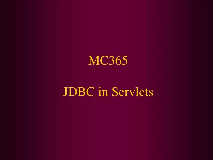 mc365 jdbc in servlets