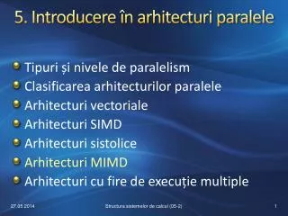 5 introducere n arhitecturi paralele